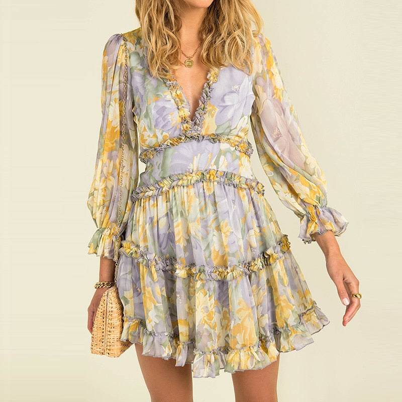 Valenzora - Simple printed chiffon dress