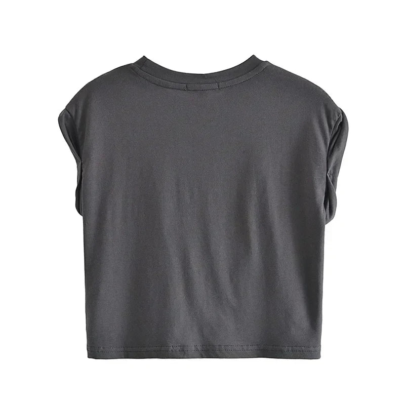 Valenzora | Crop-T-Shirt mit Knopfdetail