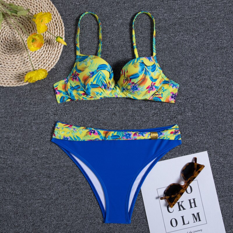 Valenzora - Blumen-Bikini-Set in Blau