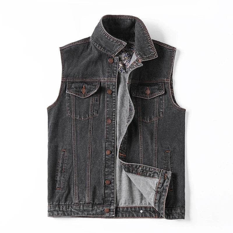 Valenzora | Sleeveless denim vest in military style for outdoor use