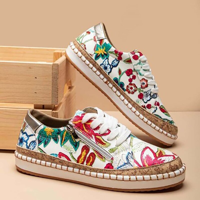 Valenzora | Orthopedic sneakers with floral print and laces