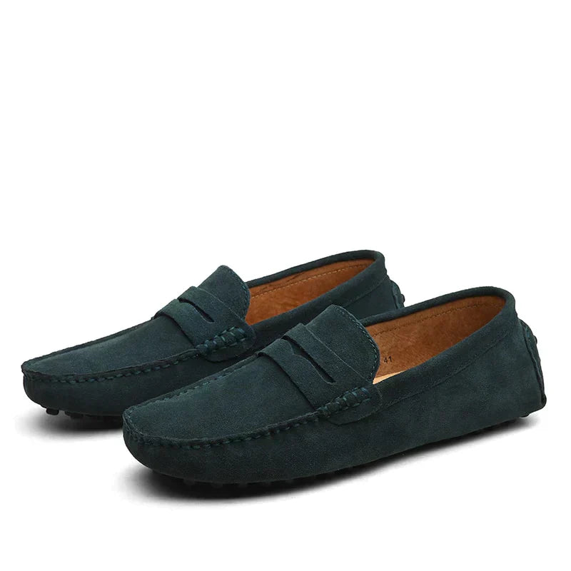 Valenzora | Suede slippers, Italian style, moccasin toe, non-slip penny loafer