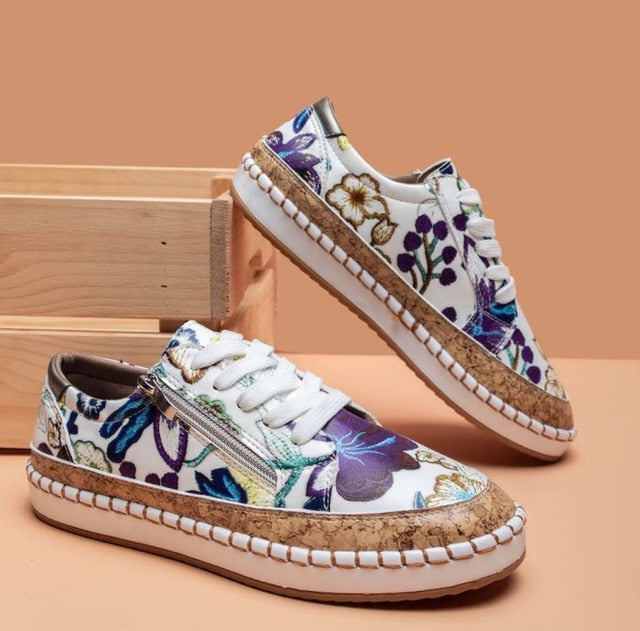Valenzora | Orthopedic sneakers with floral print and laces