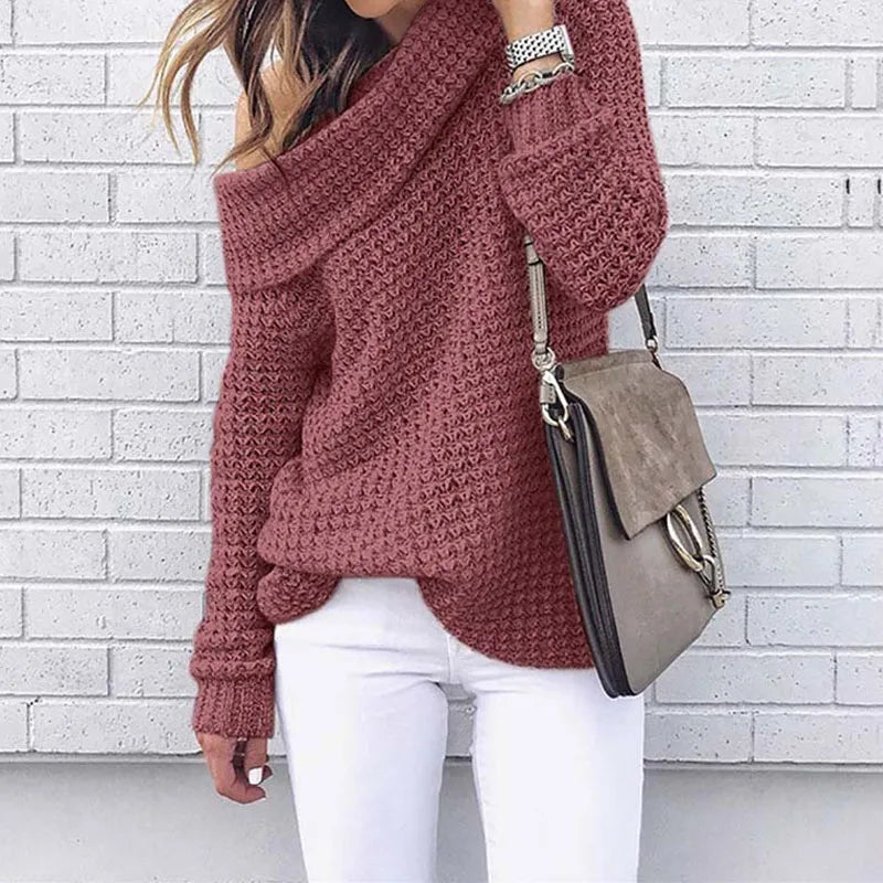Herbstlicher Off-Shoulder-Pullover