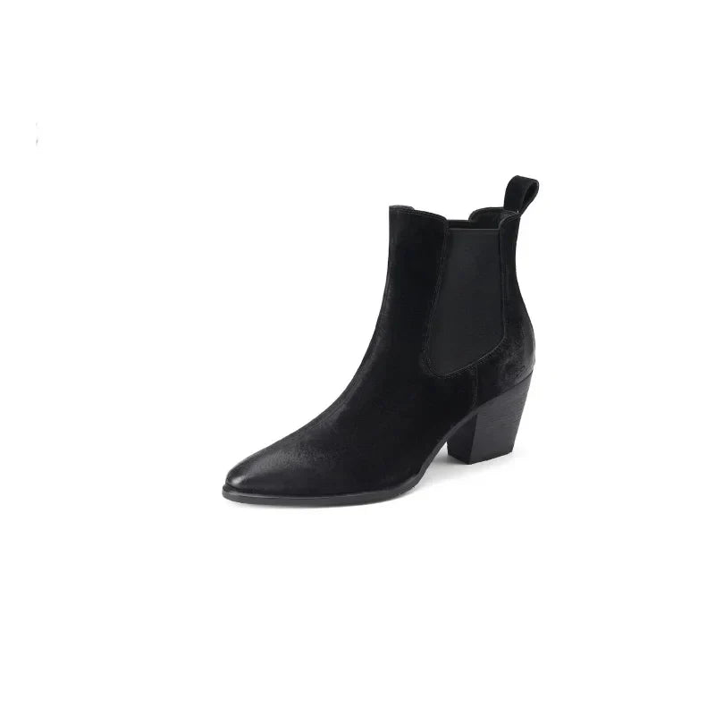 Valenzora | Women's Leather Ankle Boots – Comfortable Block Heel