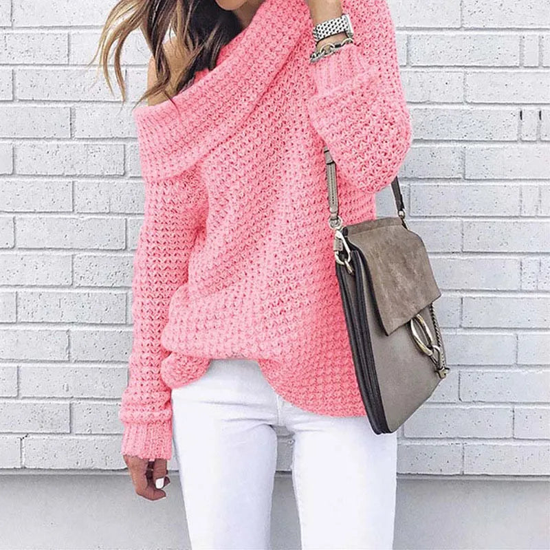 Herbstlicher Off-Shoulder-Pullover