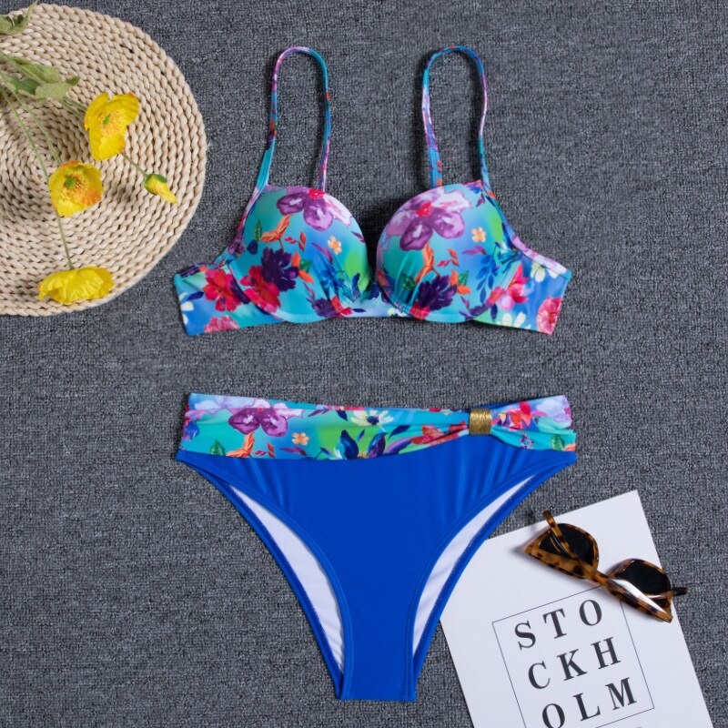 Valenzora - Blumen-Bikini-Set in Blau