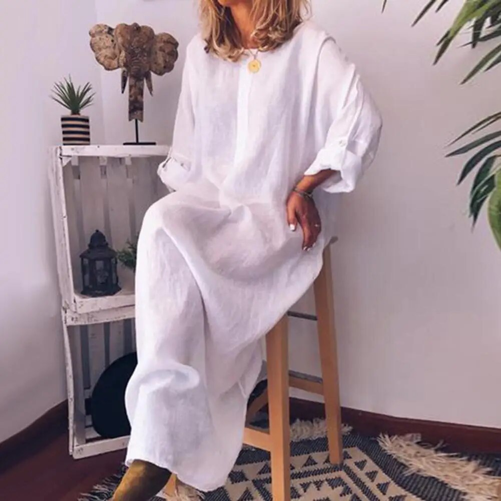 Valenzora | Long linen shirt dress, oversized