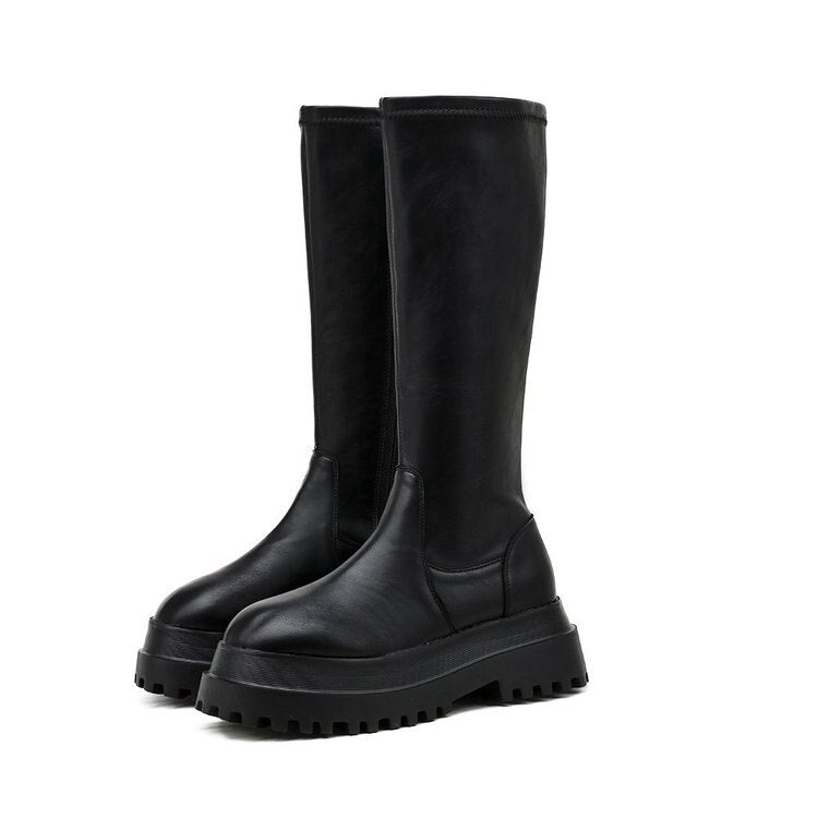 Valenzora | Women's High Boots Black Track Sole