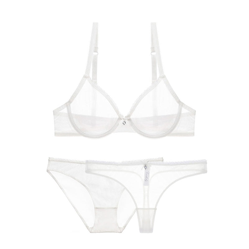 Valenzora | 3-Piece Transparent Underwear Set with Decorative Diamond Rhinestones