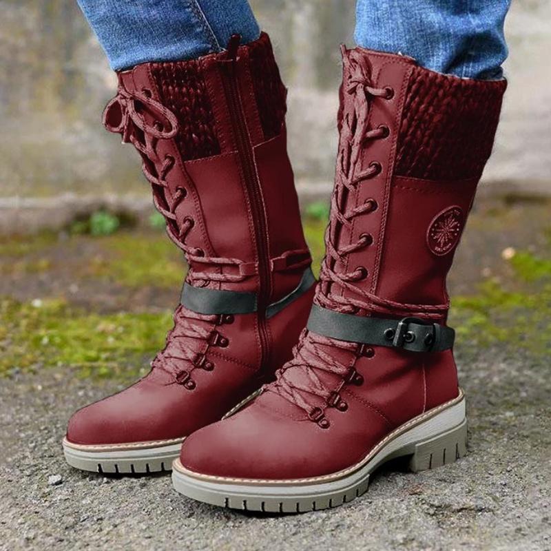 Valenzora | Moderne gestrickte Schneestiefel mit mittelhoher Sohle