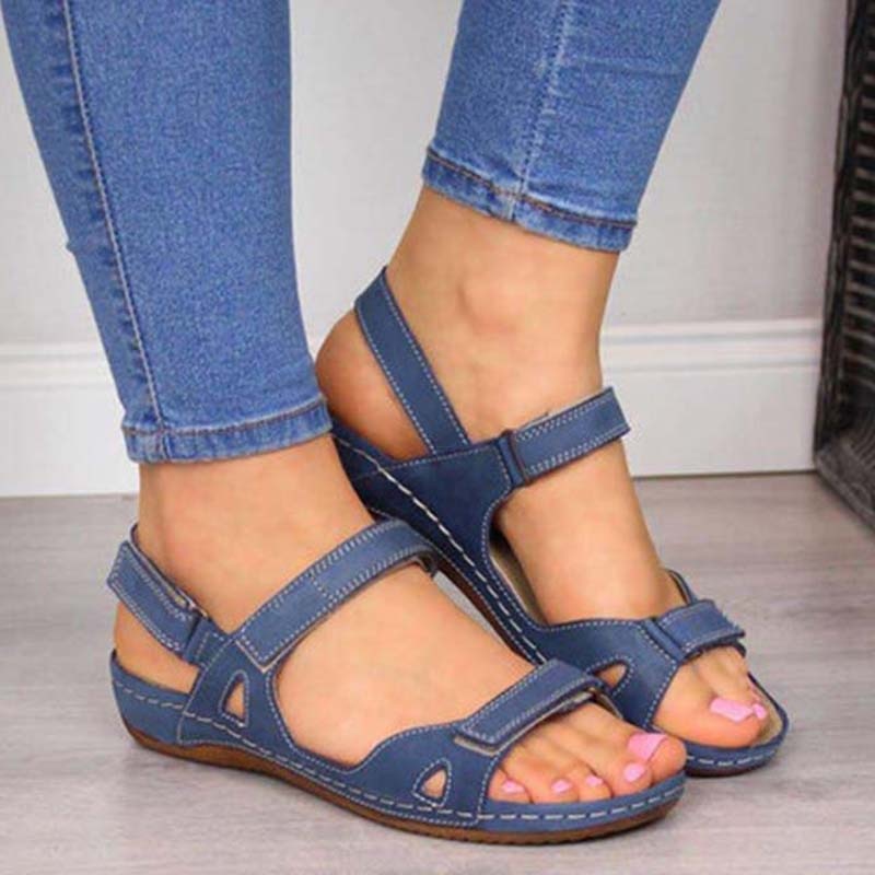 Valenzora | Bliss Clark Orthopedic Summer Sandals with Velcro Fastener for Women