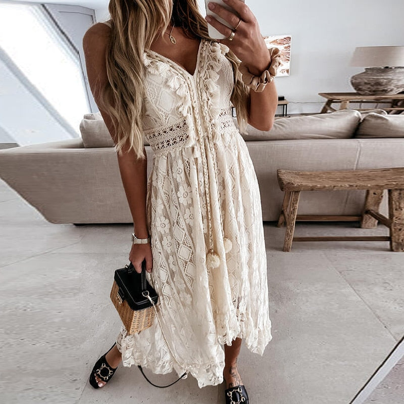 Valenzora | Spitzen-Boho-Flow-Kleid