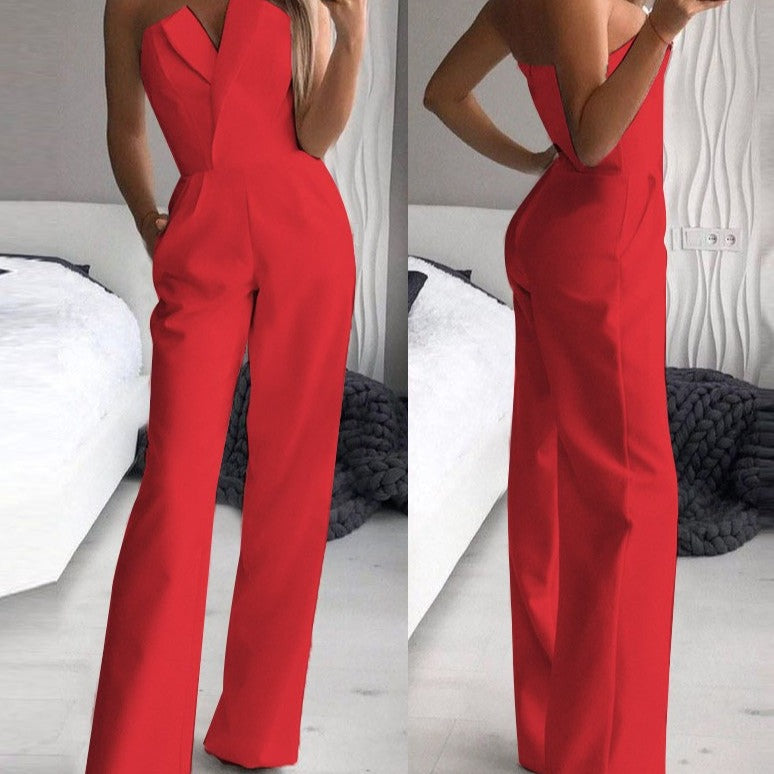 Valenzora Red sleeveless jumpsuit