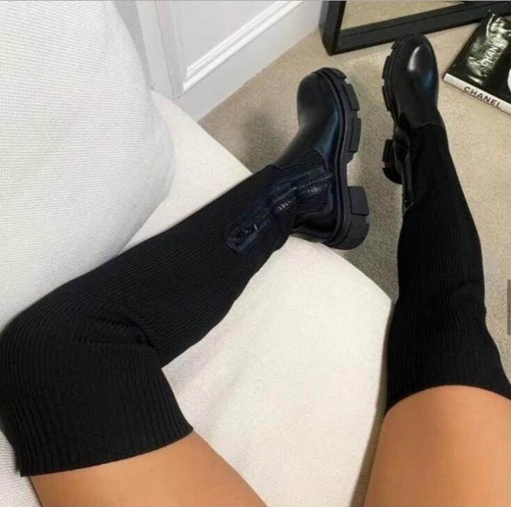 Valenzora Women's Over-the-Knee Boots | Knitted Women's Boots: Platform Design, Long Sock Shoes