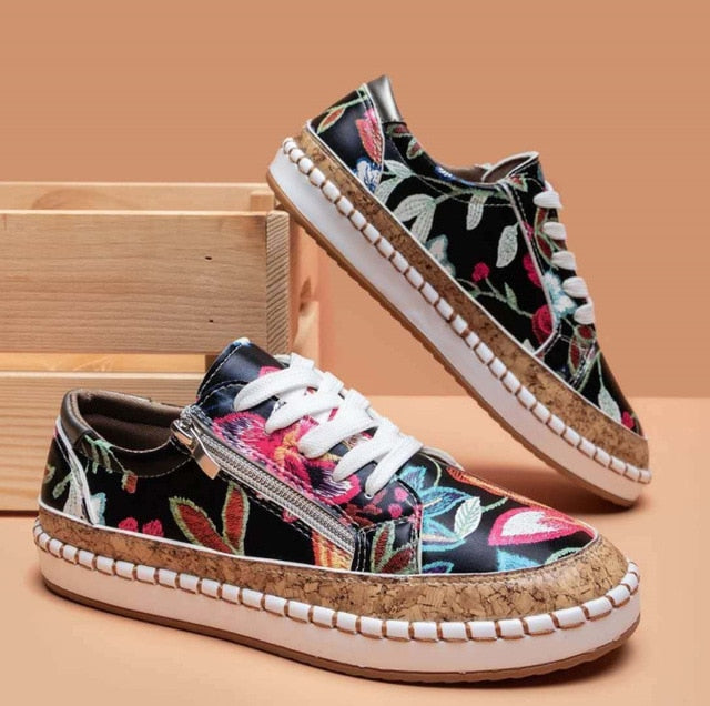 Valenzora | Orthopedic sneakers with floral print and laces