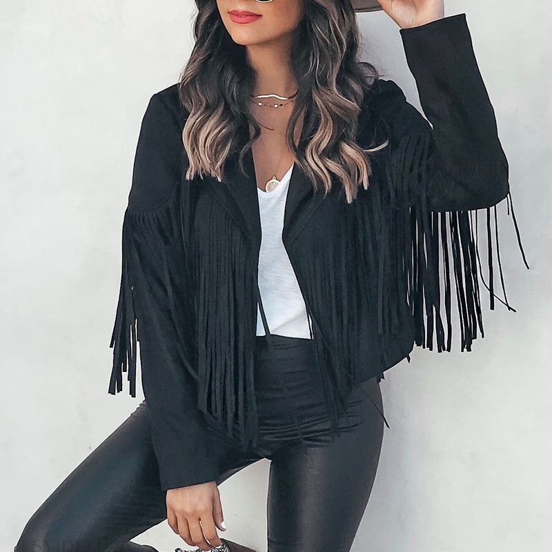 Valenzora | Fashion Suede Fringe Jacket