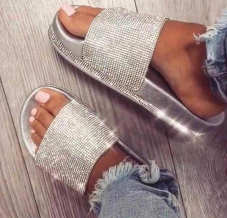 Valenzora | Crystal Diamond Trim Sandals