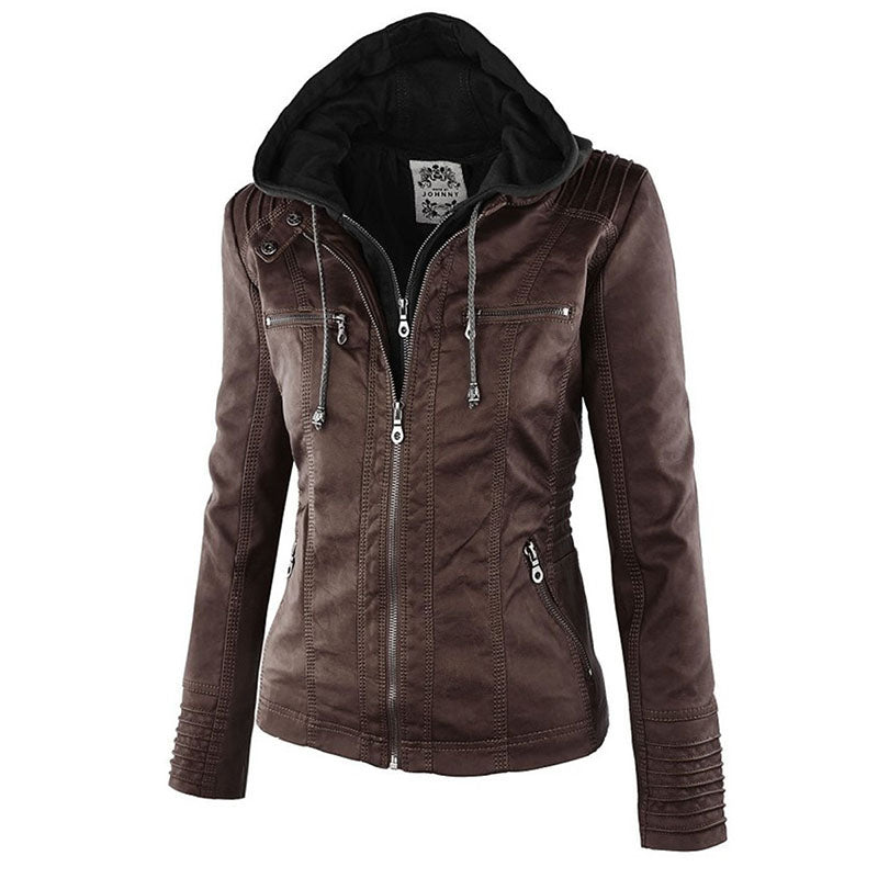 Kapuzenjacke: Basic PU Jacke