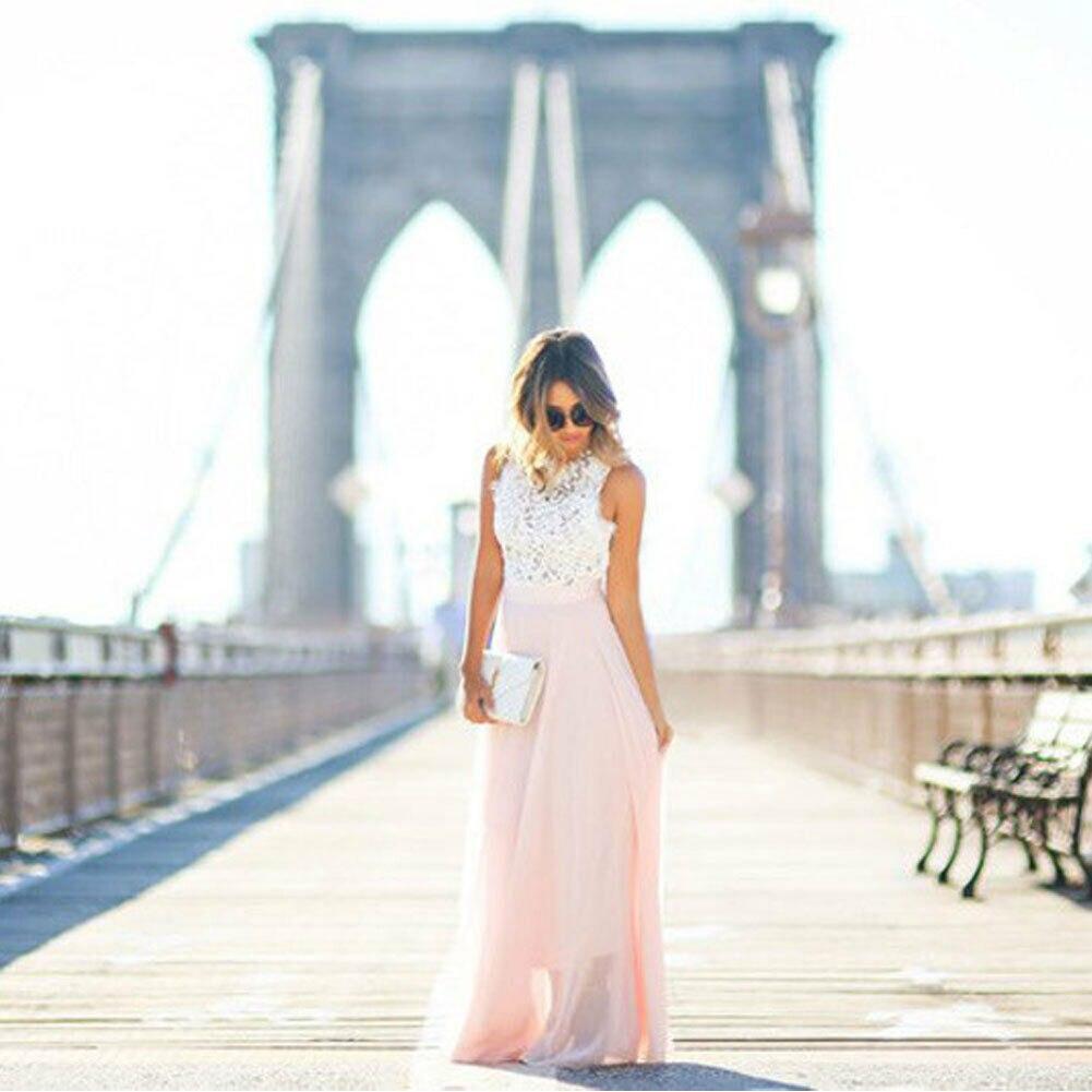 Valenzora | Sleeveless dress Elegant lace top Flowing long skirt Festive wear