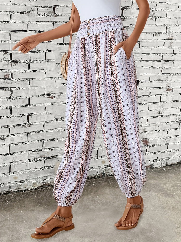 Stylish trousers with boho print
