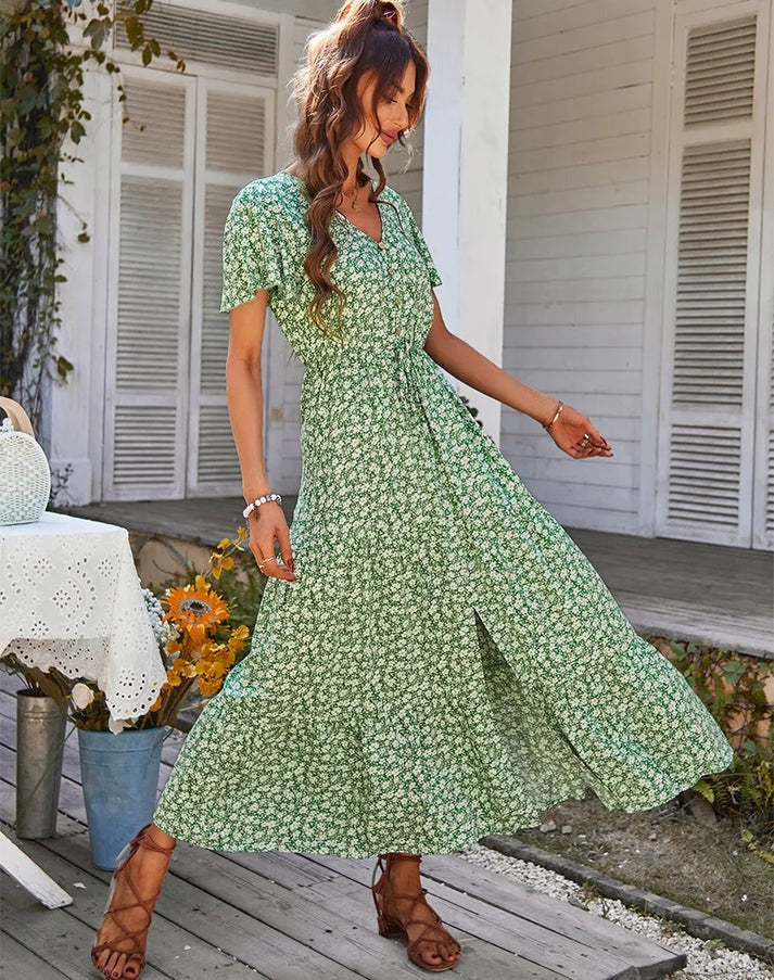 Rüschenärmel-Blumenkleid