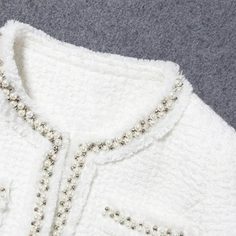 Valenzora | White Tweed Jacket For Women