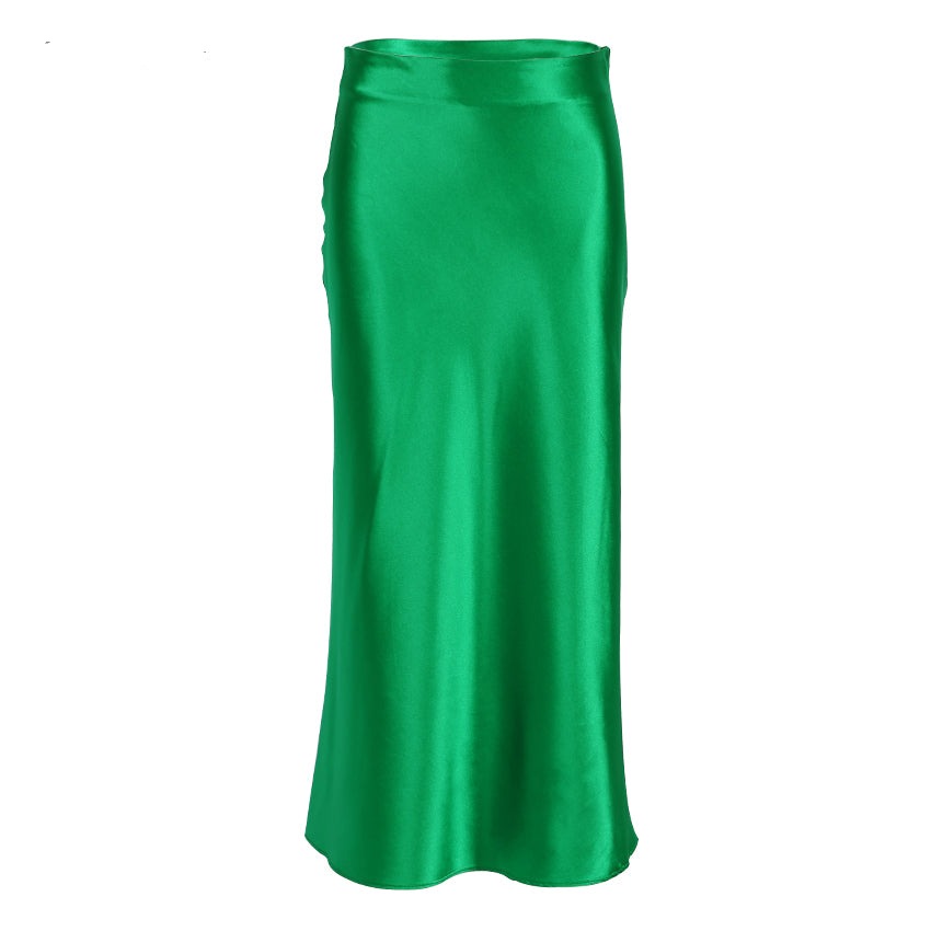 Valenzora | High-waisted long satin silk skirt for women
