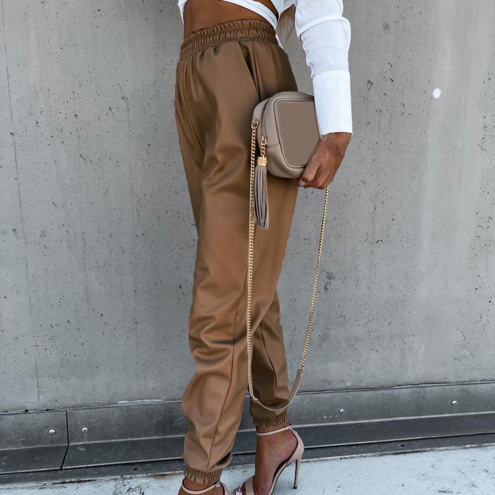 Valenzora | Stylish PU leather jogging pants