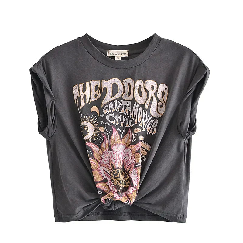 Valenzora | Crop-T-Shirt mit Knopfdetail