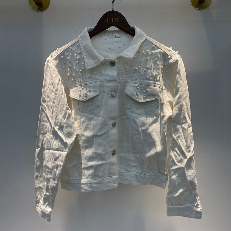 Valenzora | Casual denim jacket with pearls