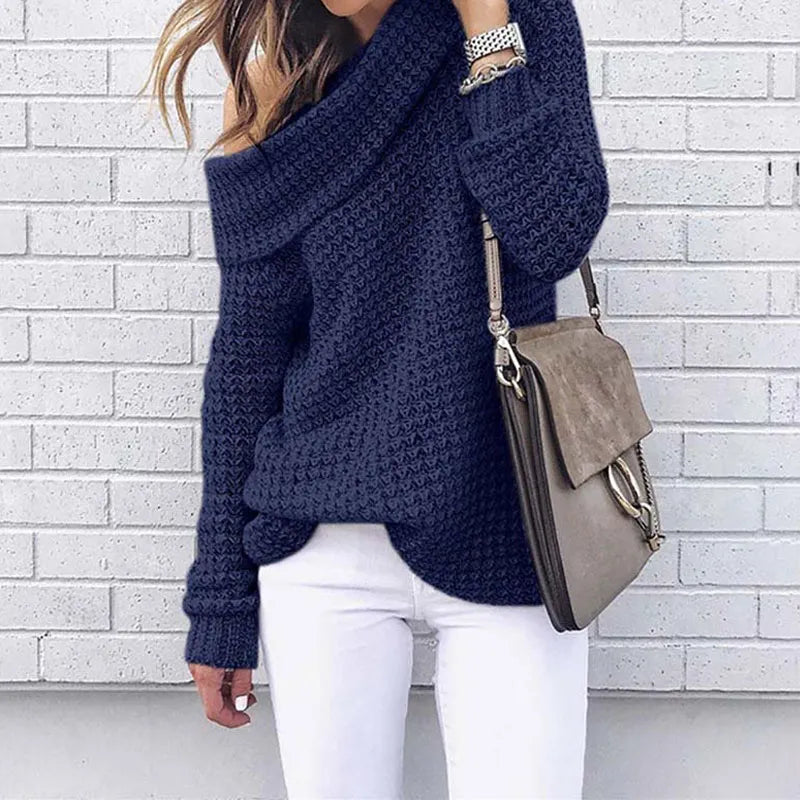 Herbstlicher Off-Shoulder-Pullover