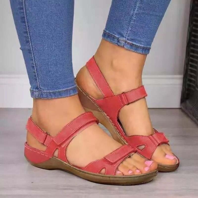 Valenzora | Bliss Clark Orthopedic Summer Sandals with Velcro Fastener for Women