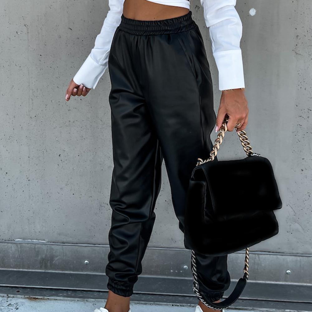 Valenzora | Stylish PU leather jogging pants