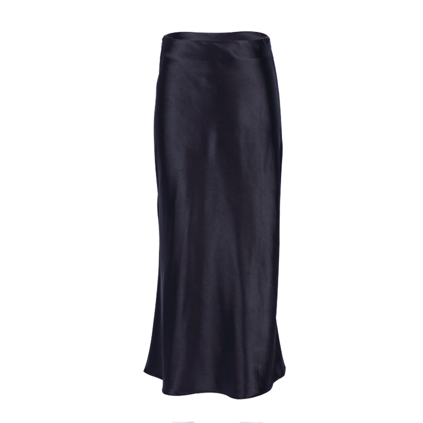 Valenzora | High-waisted long satin silk skirt for women