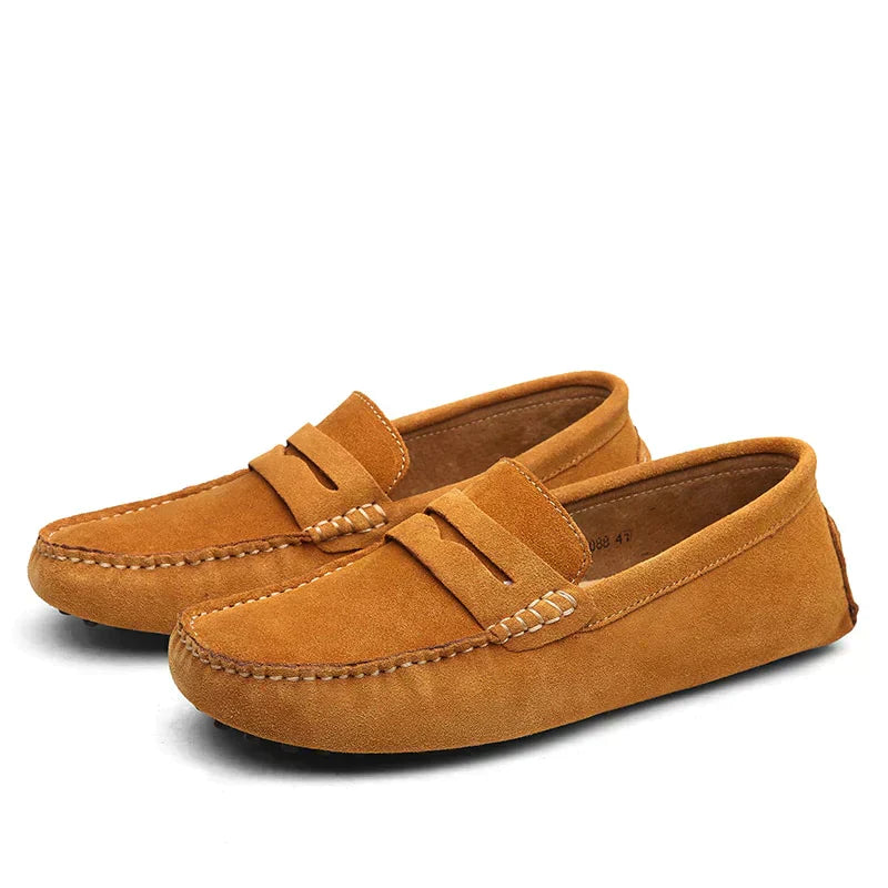 Valenzora | Suede slippers, Italian style, moccasin toe, non-slip penny loafer