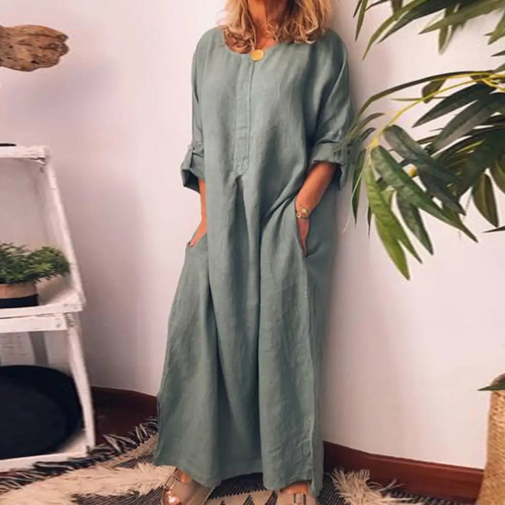 Valenzora | Long linen shirt dress, oversized