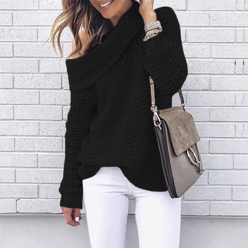 Herbstlicher Off-Shoulder-Pullover