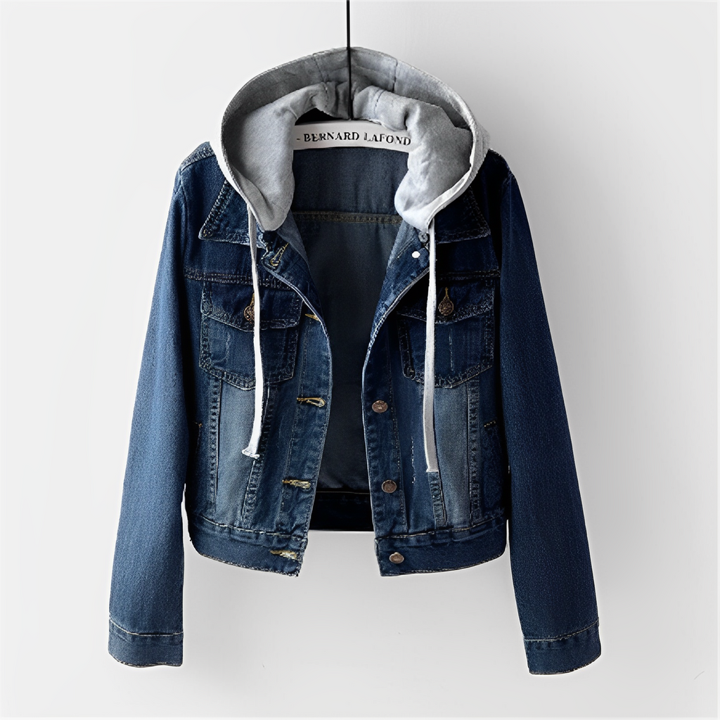 Valenzora | Langärmlige Jeansjacke mit abnehmbarer Kapuze für Damen