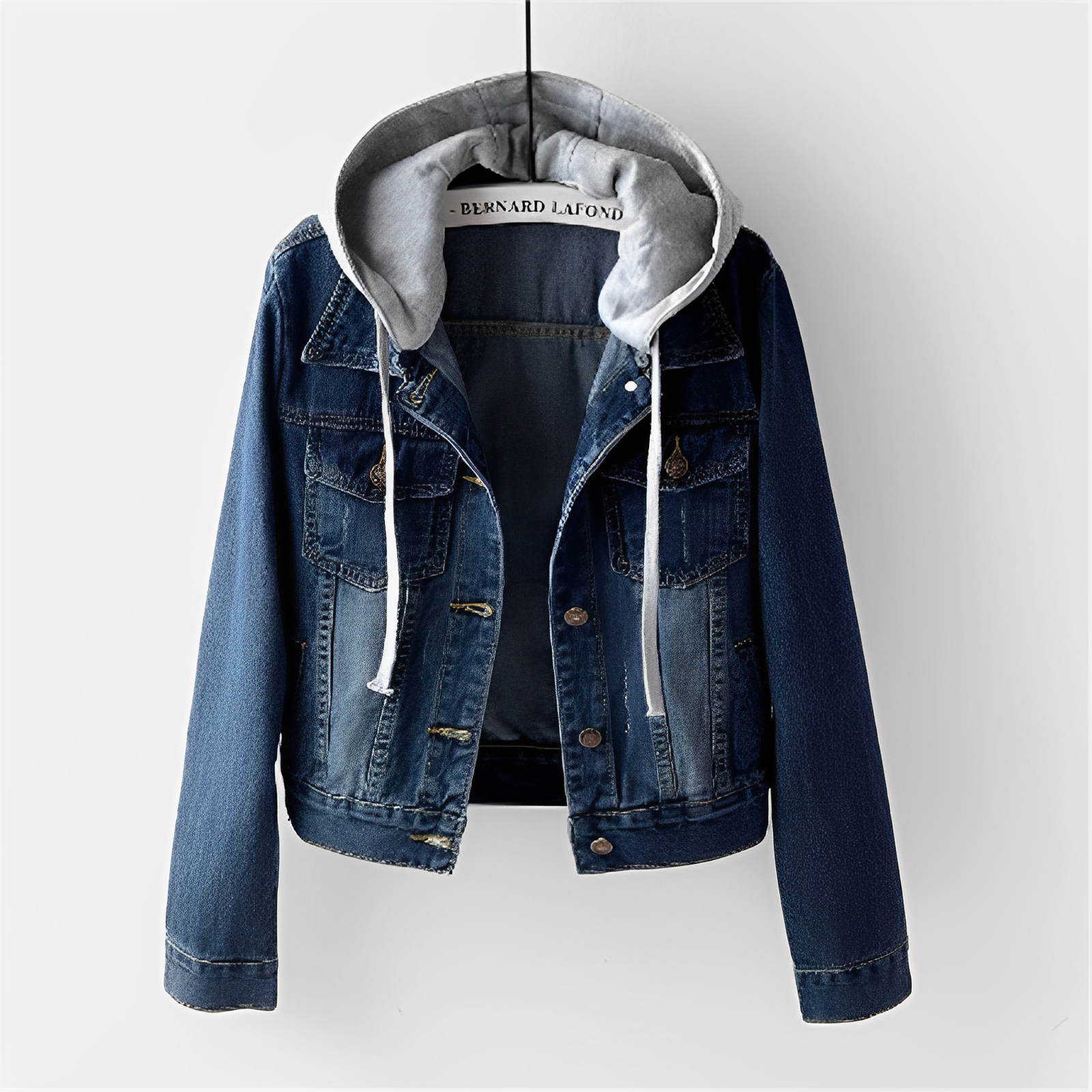Valenzora | Langärmlige Jeansjacke mit abnehmbarer Kapuze für Damen