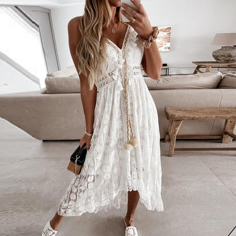 Valenzora | Spitzen-Boho-Flow-Kleid