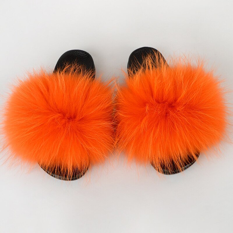 Valenzora | Real Fur Slide Sandals Slippers Flip Flops