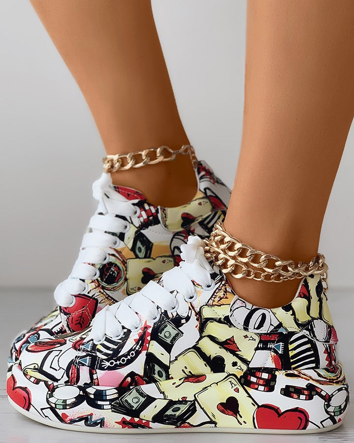 Valenzora | Lässige Sneaker im Graffiti-Stil für Damen