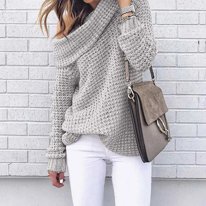 Herbstlicher Off-Shoulder-Pullover