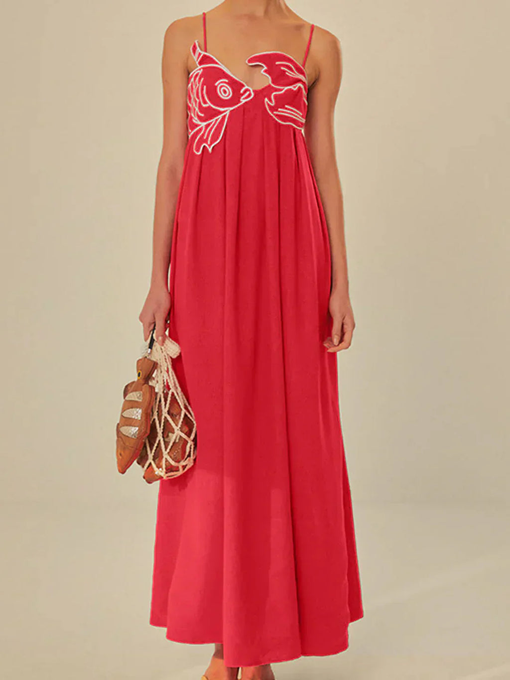 Valenzora | Fish Spaghetti Strap Midi Dress