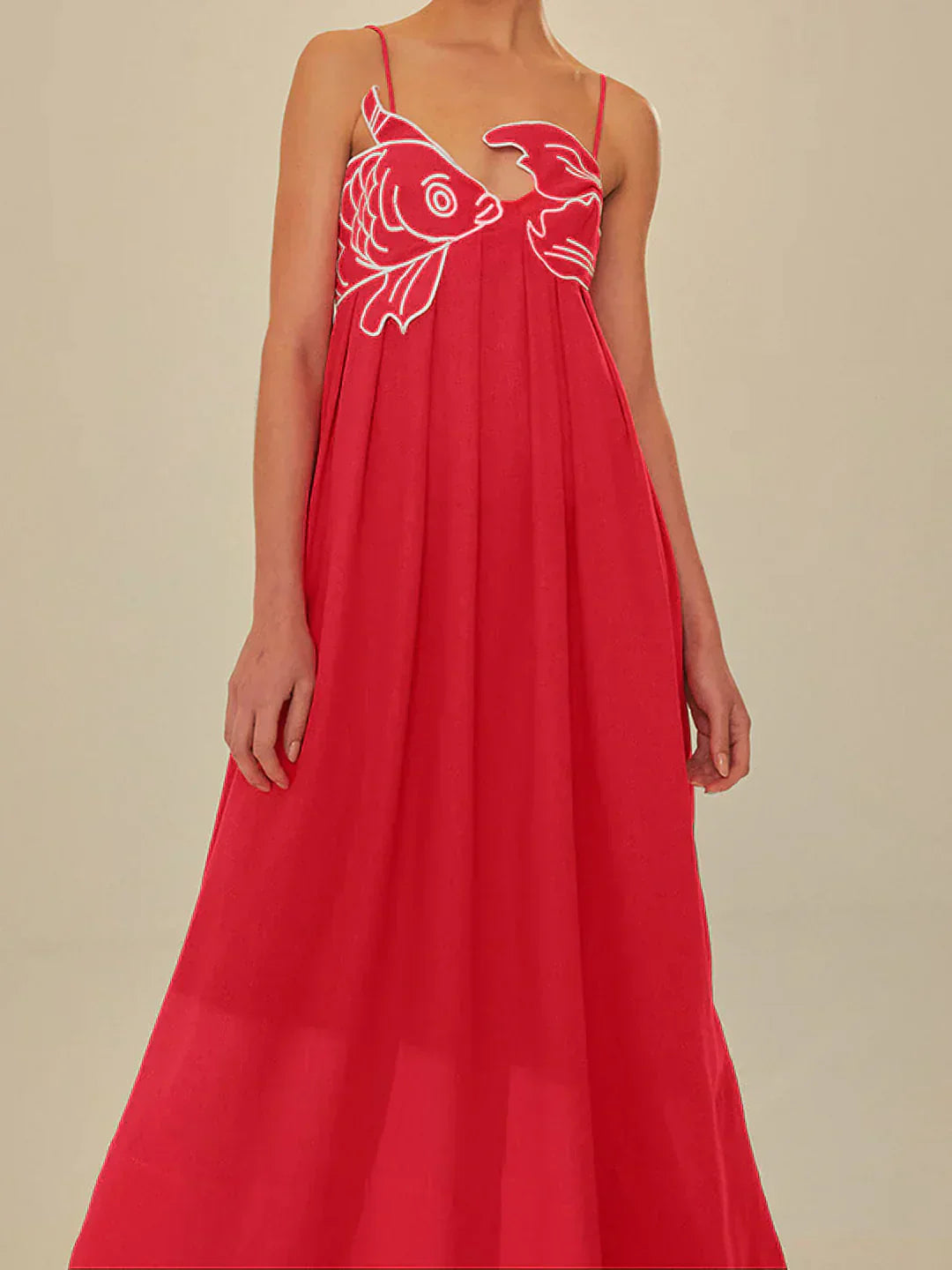 Valenzora | Fish Spaghetti Strap Midi Dress