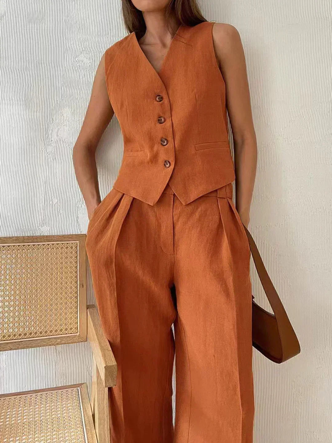 Valenzora | Stylish cotton and linen trouser set