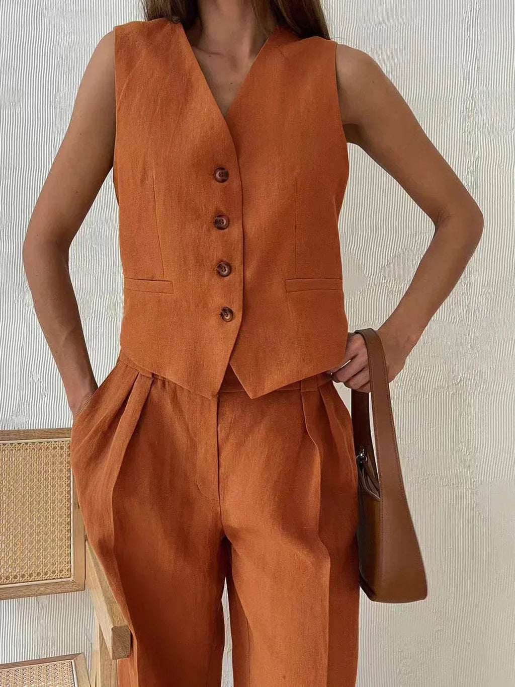 Valenzora | Stylish cotton and linen trouser set