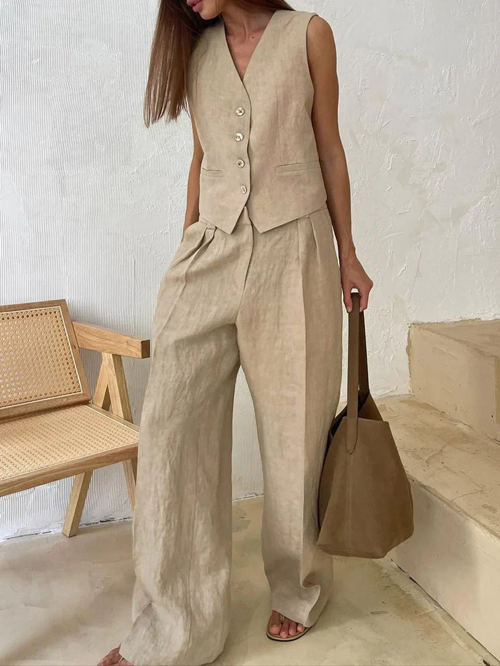 Valenzora | Stylish cotton and linen trouser set
