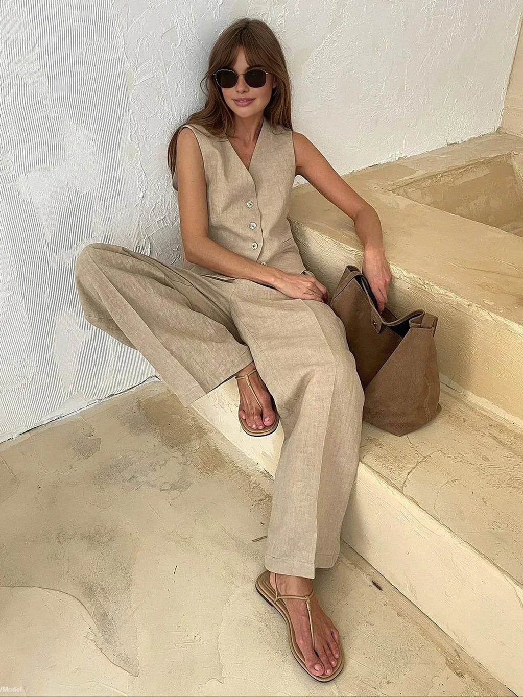 Valenzora | Stylish cotton and linen trouser set